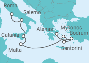 Itinerario del Crucero Mediterráneo: Atenas a Roma - Virgin Voyages