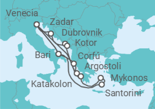 Itinerario del Crucero Italia, Grecia, Croacia, Montenegro - Costa Cruceros