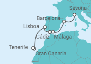 Itinerario del Crucero Islas Canarias - Costa Cruceros