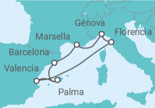 Itinerario del Crucero Italia, España, Francia - MSC Cruceros