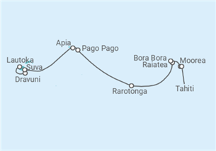 Itinerario del Crucero Desde Lautoka (Fiji) a Papeete (Polinesia Francesa) - NCL Norwegian Cruise Line