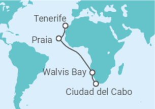 Itinerario del Crucero Cabo Verde, Namibia, Sudáfrica - AIDA