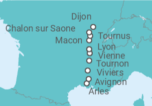 Itinerario del Crucero Lo mejor de Borgoña y la Provenza - AmaWaterways