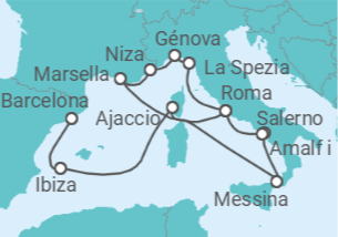 Itinerario del Crucero Italia, Francia y España - Cunard