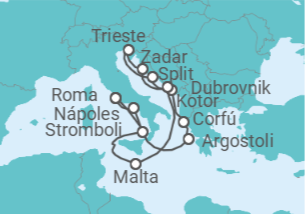Itinerario del Crucero Italia y Adriático - Cunard