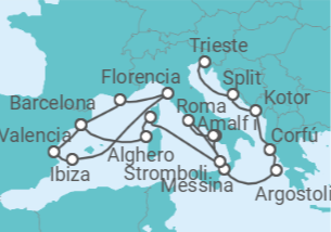 Itinerario del Crucero Desde Barcelona a Trieste - Cunard