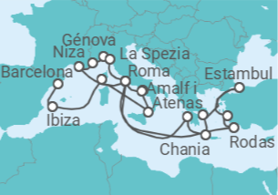 Itinerario del Crucero Estambul, las Islas Griegas y el Mediterráneo - Cunard