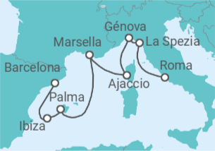 Itinerario del Crucero Mediterráneo Occidental con Italia - Princess Cruises