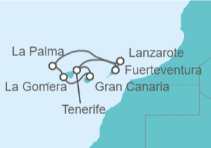 Itinerario del Crucero Islas Canarias - AIDA
