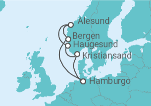 Itinerario del Crucero Noruega, Alemania - AIDA