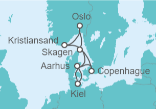 Itinerario del Crucero Noruega, Dinamarca - AIDA