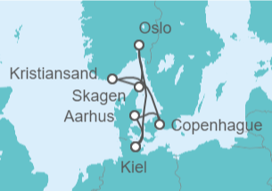 Itinerario del Crucero Noruega, Dinamarca - AIDA