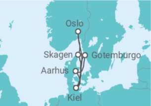 Itinerario del Crucero Noruega, Alemania, Suecia, Dinamarca - AIDA