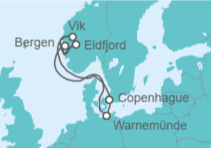 Itinerario del Crucero Noruega, Dinamarca - AIDA
