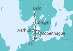 Itinerario del Crucero Noruega, Alemania, Dinamarca - AIDA