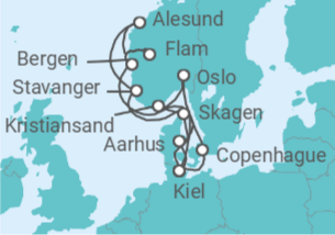 Itinerario del Crucero Dinamarca, Noruega, Alemania - AIDA