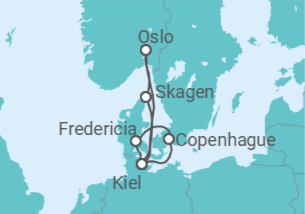 Itinerario del Crucero Noruega, Alemania, Dinamarca - AIDA