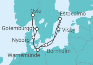 Itinerario del Crucero Suecia, Noruega, Alemania, Dinamarca - AIDA