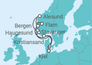 Itinerario del Crucero Noruega, Alemania - AIDA