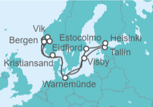 Itinerario del Crucero Noruega, Alemania, Suecia, Estonia, Finlandia - AIDA