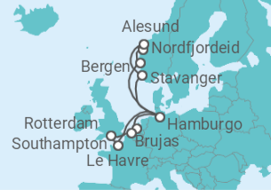 Itinerario del Crucero Áreas metropolitanas y Noruega - AIDA