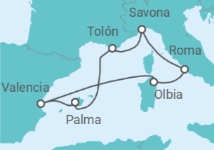 Itinerario del Crucero Historia y belleza natural TI - Costa Cruceros