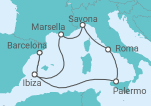 Itinerario del Crucero España, Italia, Francia TI - Costa Cruceros