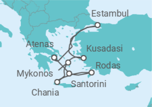 Itinerario del Crucero Delicias de Estambul y Sueños de Santorini - Virgin Voyages