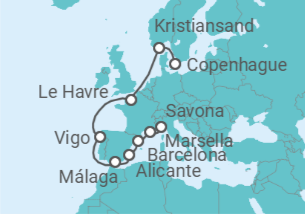 Itinerario del Crucero Francia, España TI - Costa Cruceros