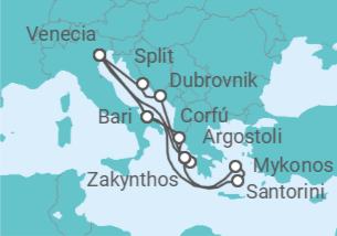 Itinerario del Crucero Italia, Grecia, Croacia TI - Costa Cruceros