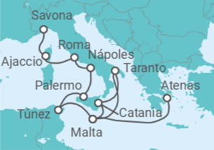 Itinerario del Crucero Desde Atenas a Savona  TI - Costa Cruceros