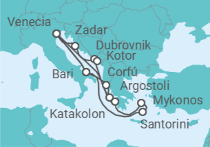 Itinerario del Crucero Italia, Grecia, Croacia, Montenegro TI - Costa Cruceros