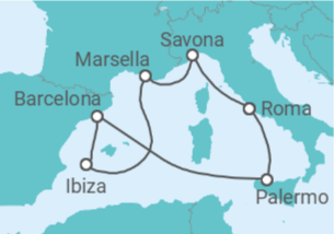 Itinerario del Crucero Francia, España, Italia TI - Costa Cruceros