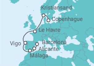 Itinerario del Crucero Francia, España TI - Costa Cruceros