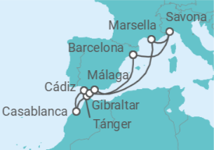 Itinerario del Crucero España, Marruecos, Gibraltar, Francia TI - Costa Cruceros