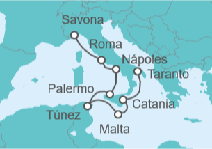 Itinerario del Crucero Italia, Túnez, Malta TI - Costa Cruceros