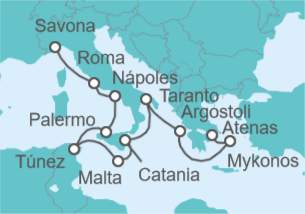 Itinerario del Crucero Desde Savona (Italia) a Pireo (Atenas) TI - Costa Cruceros