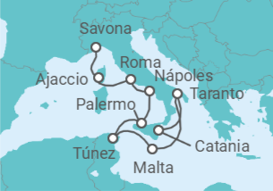 Itinerario del Crucero De Catania a Savona TI - Costa Cruceros