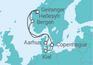 Itinerario del Crucero Noruega, Dinamarca, Alemania TI - Costa Cruceros