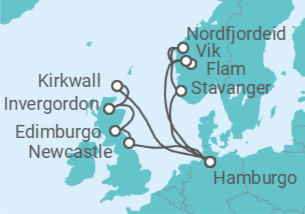 Itinerario del Crucero Reino Unido, Alemania, Noruega TI - Costa Cruceros