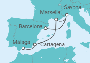 Itinerario del Crucero España, Francia, Italia TI - Costa Cruceros