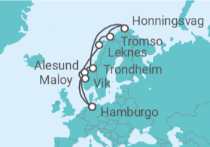 Itinerario del Crucero Sol de medianoche TI - Costa Cruceros