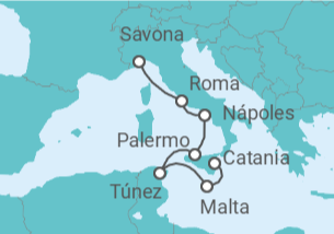 Itinerario del Crucero Italia, Túnez, Malta TI - Costa Cruceros