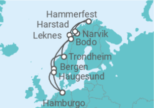 Itinerario del Crucero Descubriendo la Aurora Boreal TI - Costa Cruceros