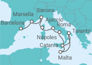 Itinerario del Crucero Desde Catania a Barcelona TI - Costa Cruceros