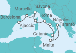 Itinerario del Crucero Malta, Italia, Francia TI - Costa Cruceros