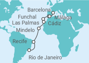 Itinerario del Crucero Brasil, Cabo Verde, España, Portugal TI - Costa Cruceros