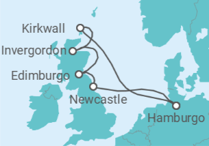 Itinerario del Crucero Reino Unido TI - Costa Cruceros