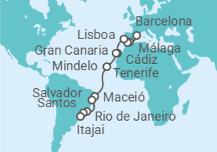Itinerario del Crucero Desde Barcelona a Itajai TI - Costa Cruceros