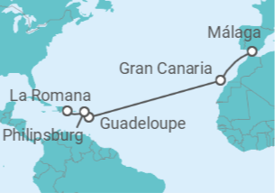 Itinerario del Crucero España, Guadalupe, Saint Maarten TI - Costa Cruceros